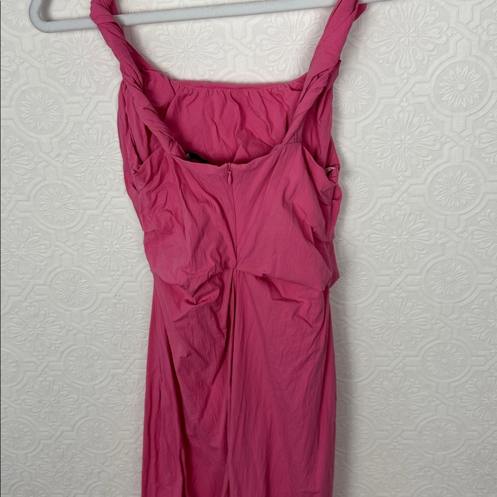 Zara Bubblegum Barbie‎ Pink Midi Dress Twist Straps Square Neck Dress small - Picture 6 of 8